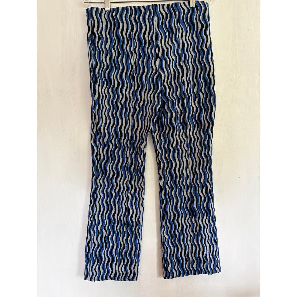 Maeve Anthropologie The Margot Pants Blue Black Wavy Pattern Knit Slim S